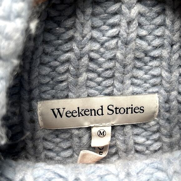Weekend Stories Alexi Pullover Wool Blend Sweater in Sky Blue Size M - Picture 3 of 8